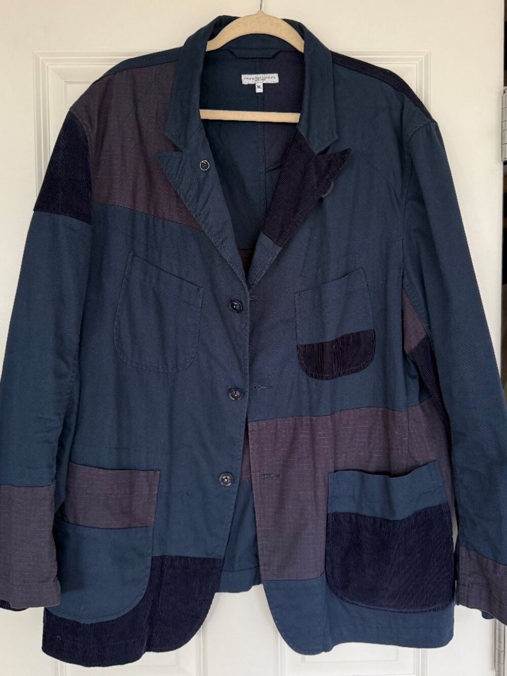 Engineered Garments Patchwork Bedford Jacket Navy Corduroy Ripstop Made in NYC